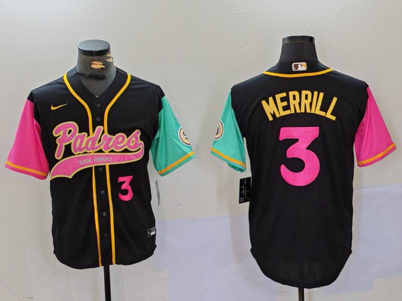 Men San Diego Padres #3 Merrill Black Joint Name 2024 Nike MLB Jersey style 7->san diego padres->MLB Jersey